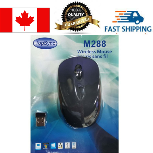 TOPSYNC  M288 Wireless Mouse, Nano Receiver, Black, Bilingual(Eng/fre)