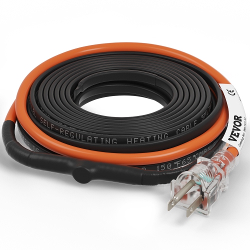 VEVOR 30-feet 5W/ft Self-Regulating Pipe Heating Cable, Heat Tape for Pipes Freeze Protection, Protects PVC Hose, Metal and Plastic Pipe from
