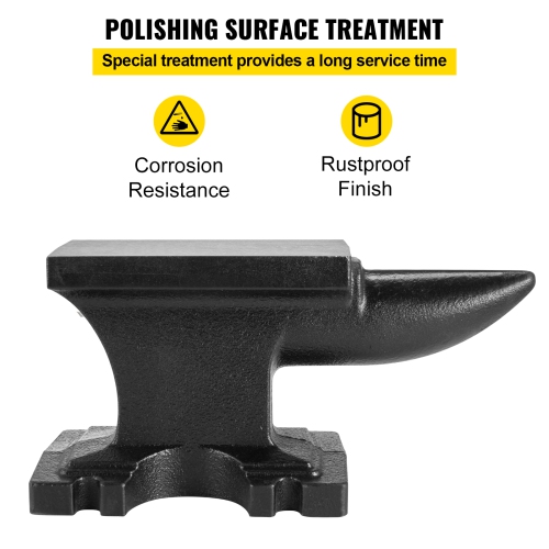 VEVOR 25 Lbs(11kg) Cast Iron Anvil, Single Horn Anvil with 6.8 x 3.5 inch Countertop and Stable Base, High Hardness Rugged Round Horn Anvil