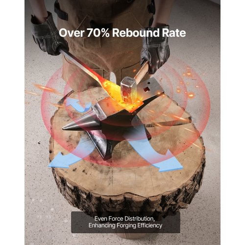 VEVOR 55lbs Single Horn Anvil, Cast Steel Anvil, High Hardness Rugged Round Horn Anvil for Blacksmiths, with Large Countertop and Stable Base, Metal