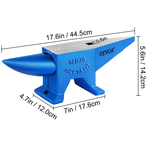 VEVOR 44Lbs Single Horn Anvil Steel Anvil Blacksmith for Sale Forge Tools and Equipment Anvil Rugged Round and Square Hole Horn Anvil Blacksmith