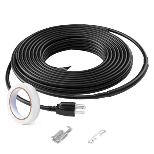 VEVOR 12FT 5W/FT Self-Regulating Pipe Heating Cable, Heat Tape for Pipes, Roof Snow Melting De-icing, Gutter and Pipe Freeze Protection