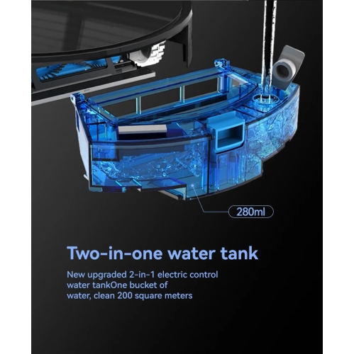 [3500Pa strong suction] intelligent vacuum robot, WIFI/voice control, two-in-one electric water tank, 280ml+480ml large capacity, long battery life