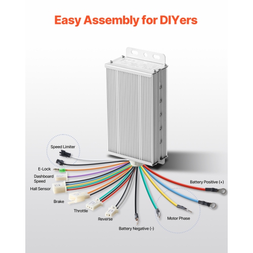 VEVOR 500W Electric Brushless DC Motor Kit - 48V 2700rpm Motor with Upgraded Speed Controller for Go Karts E-Bike Motorcycle Scooter