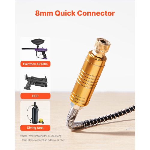 VEVOR 4500PSI/30Mpa PCP Air Compressor, Portable Compressor w/ Built-in Converter&Fan Cooling System, DC12V/AC120V Manual-Stop Air Rifle, Paintball