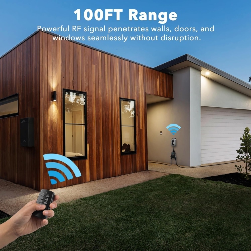 24-Hour Water Resistant Photoelectric Countdown Timer Photocell Light Sensor 3 Grounded Outlets Remote Control (100 ft Range) for Home and Garde
