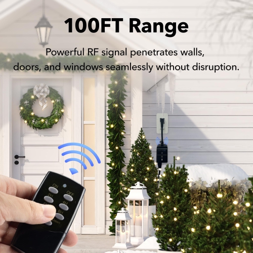 Minuterie d'éclairage, capteur de lumière crépuscule à aube, télécommande de 100 pi avec 2 prises électriques mises à la terre