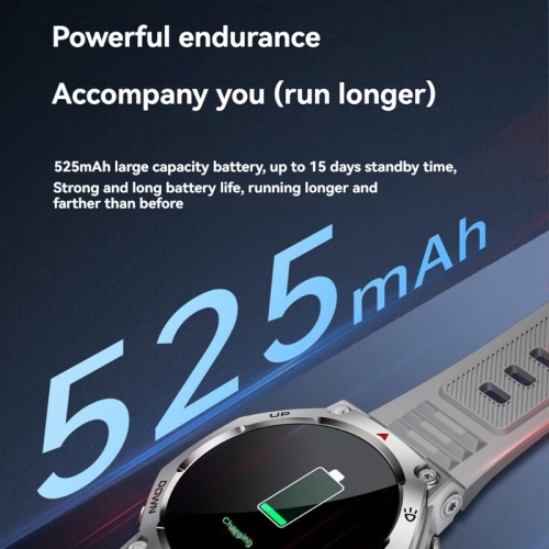 Smart watch 1.43 inch screen Bluetooth call LED outdoor light 5ATM waterproof multifunctional outdoor watch - silver