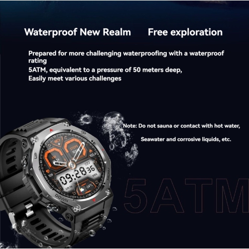Smart watch 1.43 inch screen Bluetooth call LED outdoor light 5ATM waterproof multifunctional outdoor watch - silver