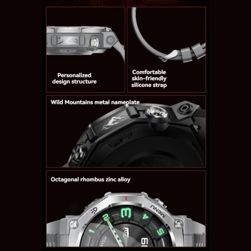 Smart watch 1.43 inch screen Bluetooth call LED outdoor light 5ATM waterproof multifunctional outdoor watch - silver