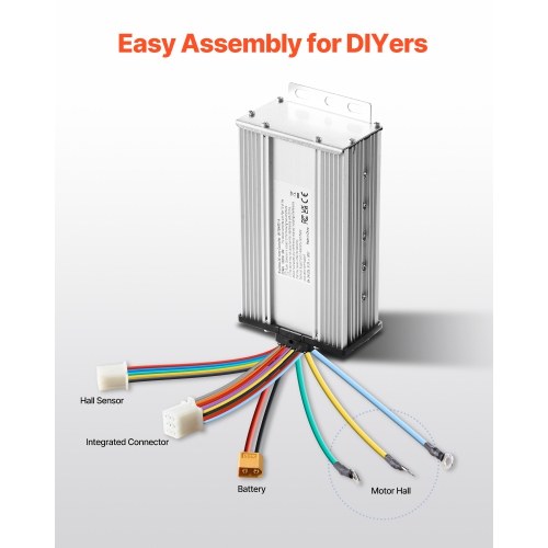 VEVOR 1800W Electric Brushless DC Motor Kit - 48V 4500rpm Motor with Upgraded Speed Controller, Foot Pedal and Throttle Grip Kit for Go Karts E-Bike