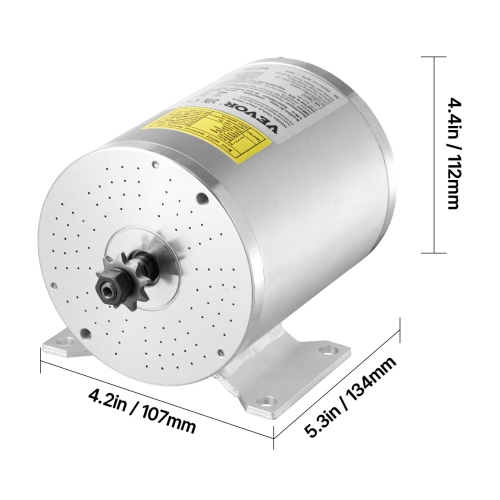 VEVOR 2000W Electric Brushless DC Motor Kit- 48V 4300rpm Motor with Upgraded Speed Controller and Throttle Grip Kit for Go Karts E-Bike Motorcycle