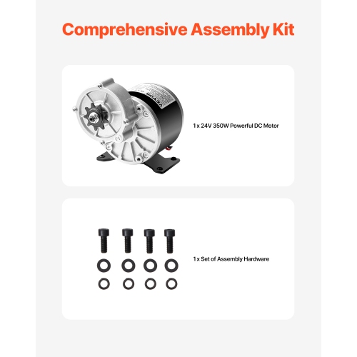 Moteur électrique c.c. puissant VEVOR 350&nbsp;W, moteur électrique à balais de 3000 tr/min Go Kart de 24&nbsp;V, moteur électrique de moto