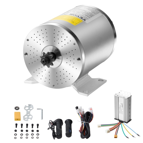 VEVOR 1800W Electric Brushless DC Motor Kit - 48V 4500rpm Motor with Upgraded Speed Controller, Throttle Grip Kit for Go Karts E-Bike Motorcycle