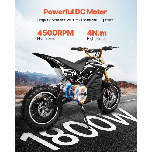 VEVOR 1800W Electric Brushless DC Motor Kit - 48V 4500rpm Motor with Upgraded Speed Controller, Throttle Grip Kit for Go Karts E-Bike Motorcycle