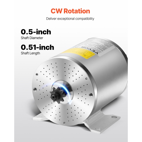 VEVOR 1800W Electric Brushless DC Motor Kit - 48V 4500rpm Motor with Upgraded Speed Controller, Throttle Grip Kit for Go Karts E-Bike Motorcycle