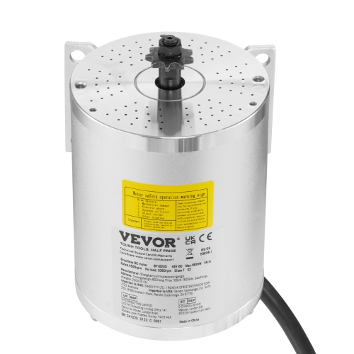VEVOR 1800W Electric Brushless DC Motor Kit - 48V 4500rpm Motor with Upgraded Speed Controller, Throttle Grip Kit for Go Karts E-Bike Motorcycle