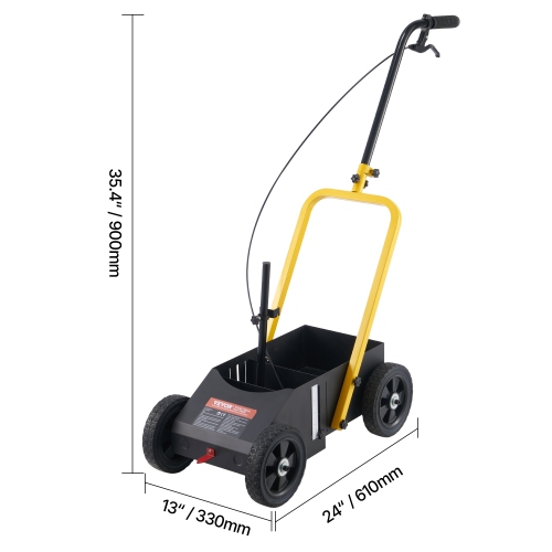 VEVOR 24 x 13 x 35.4 in Striping Line Marking Machine, 4-Wheel, Heavy Duty Striping Line Marking Machine, with Adjustable Width, for Roads, Parking