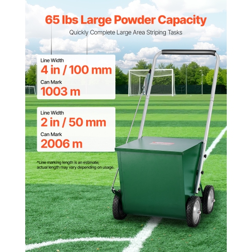 VEVOR 4-Wheel Dry Line Marker, 2 or 4 in Lines, Field Dry Line Chalker, Adjustable Line Marker, with Rubber Adjustment Handle, 65lbs Capacity, for
