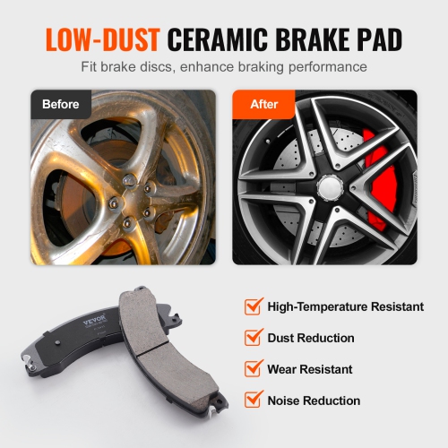 VEVOR 14" Front Brake Kit Compatible with 2011-2019 Chevy Silverado GMC Sierra 2500 3500 HD, Drilled and Slotted Brake Rotors Ceramic Brake Pads