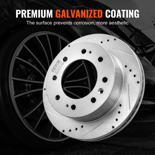 VEVOR 14" Front Brake Kit Compatible with 2011-2019 Chevy Silverado GMC Sierra 2500 3500 HD, Drilled and Slotted Brake Rotors Ceramic Brake Pads