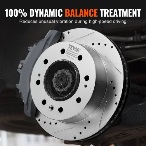 VEVOR 14" Front Brake Kit Compatible with 2011-2019 Chevy Silverado GMC Sierra 2500 3500 HD, Drilled and Slotted Brake Rotors Ceramic Brake Pads