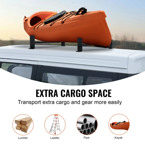 VEVOR 500 LBS Capacity Van Roof Ladder Rack, 35.8"-52.4" Adjustable Van Racks for Roof, Alloy Steel Roof Racks, Drilling Van Ladder Rack for Minivans