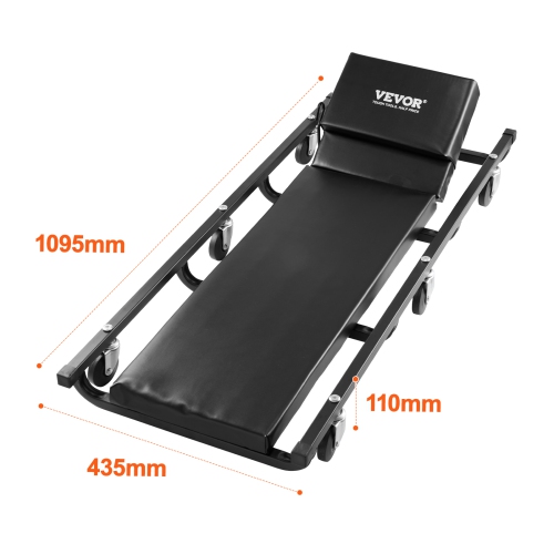 VEVOR 40-Inch Mechanic Garage Creeper, 300 lbs Capacity Automotive Rolling Creeper with 6 Casters Adjustable Cushioned Headrest, Heavy Duty Steel