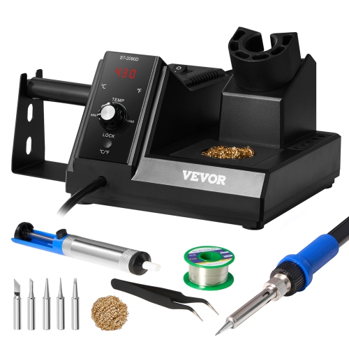 VEVOR 80W Soldering Iron Station, Digital Display Soldering Station Kit with 5 Soldering Tips, 30g Solder Wire, Solder Sucker, Tweezer, Auto Standby