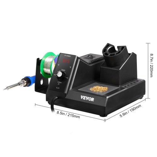VEVOR 80W Soldering Iron Station, Digital Display Soldering Station Kit with 5 Soldering Tips, 30g Solder Wire, Solder Sucker, Tweezer, Auto Standby