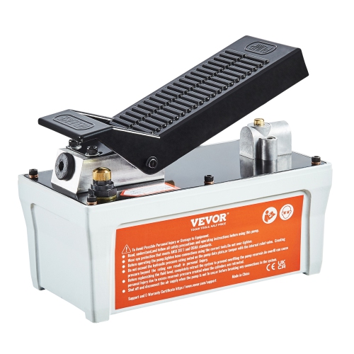 VEVOR 10,000 PSI Air Hydraulic Pump, 1/2 Gal Reservoir, NPT 3/8" Oil Outlet, NPT 1/4" Inlet, 6.6 ft Pipe, Foot Actuated Hydraulic Pump Air Treadle