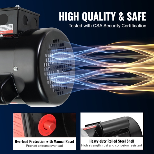 VEVOR 0.75HP Electric Motor 1725 rpm, AC 115V/230V, 56 Frame, Air Compressor Motor Single Phase, 5/8" Keyed Shaft, CW/CCW Rotation for Agricultural