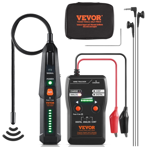 VEVOR Subterranean Wire Locator, Up to 6.5 FT Detection Depth, Earphone-Included Cable Tracer and Break Detector, 3280 FT Detection Range, Ideal for