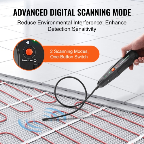VEVOR Subterranean Wire Locator, Up to 6.5 FT Detection Depth, Earphone-Included Cable Tracer and Break Detector, 3280 FT Detection Range, Ideal for