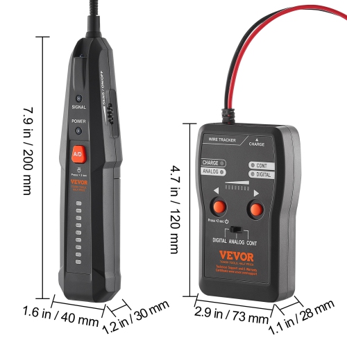 VEVOR Subterranean Wire Locator, Up to 6.5 FT Detection Depth, Earphone-Included Cable Tracer and Break Detector, 3280 FT Detection Range, Ideal for