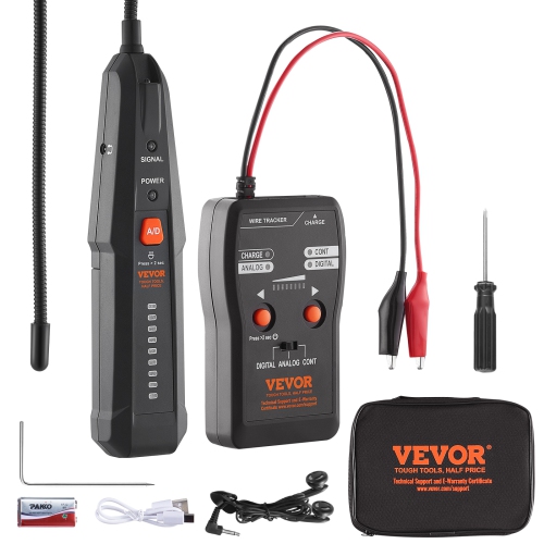 VEVOR Subterranean Wire Locator, Up to 6.5 FT Detection Depth, Earphone-Included Cable Tracer and Break Detector, 3280 FT Detection Range, Ideal for