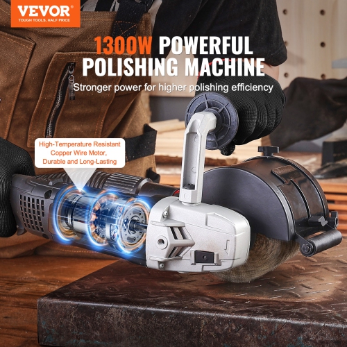 VEVOR 1300W Burnishing Polishing Machine, 6 Variable Speed Surface Conditioning Tool,Handheld Electric Metal Burnishing Machine with Steel Wire