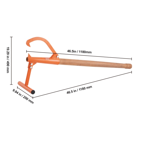 VEVOR 46.5 in Timberjack, Heavy Duty Log Lifter with Wooden Handle, Log Roller with Adjustable Cant Hook, Logging Tools Log Jack for Logs Ups to 15"