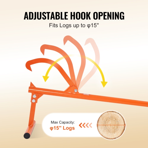 Timberjack VEVOR de 48&nbsp;po, lève-bûches robuste avec poignée en métal, roulette à bûches avec crochet réglable, cric à bûches pour bûches de