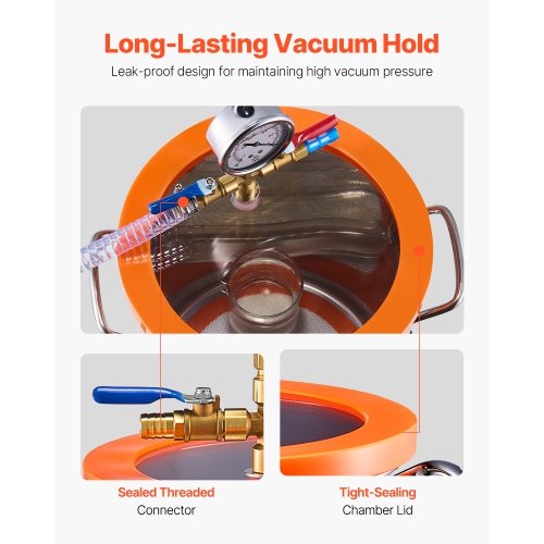 VEVOR 5 Gallon Vacuum Chamber and 3.5 CFM Pump Kit, Stainless Steel Chamber, Single Stage Vacuum Pump Degassing Chamber Kit, with Acrylic Lid, Oil,