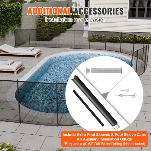 VEVOR 4 x 72 FT Pool Fence, Pool Fences for Inground Pools, Removable Child Safety Pool Fencing, Easy DIY Installation Swimming Pool Fence, 340gms