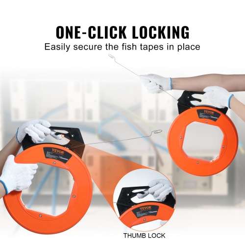 VEVOR 240-foot Fish Tape, 1/8-inch, Steel Wire Puller with Optimized Housing and Handle, Easy-to-Use Cable Puller Tool,Flexible Wire Fishing Tools