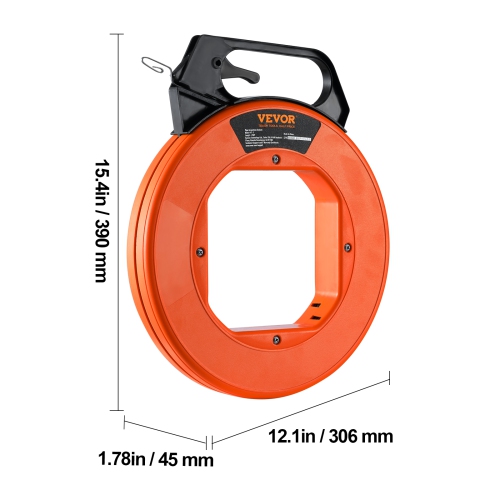 VEVOR 240-foot Fish Tape, 1/8-inch, Steel Wire Puller with Optimized Housing and Handle, Easy-to-Use Cable Puller Tool,Flexible Wire Fishing Tools