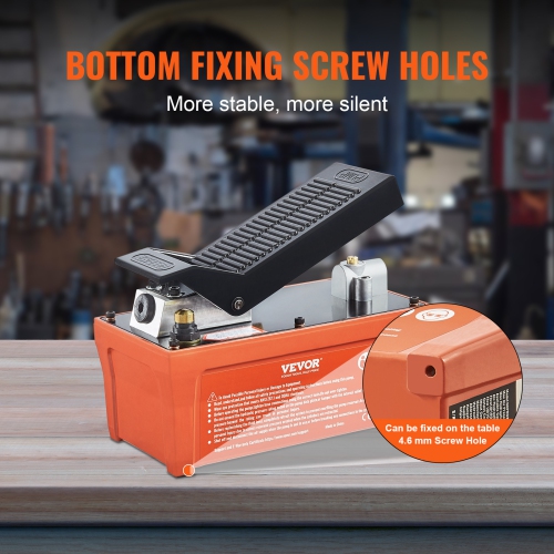 VEVOR 10,000 PSI Air Hydraulic Pump, 1/2 Gal Reservoir, NPT 3/8" Oil Outlet, NPT 1/4" Inlet,6.6 ft Pipe,Foot Actuated Hydraulic Pump Air Treadle for