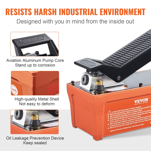 VEVOR 10,000 PSI Air Hydraulic Pump, 1/2 Gal Reservoir, NPT 3/8" Oil Outlet, NPT 1/4" Inlet,6.6 ft Pipe,Foot Actuated Hydraulic Pump Air Treadle for