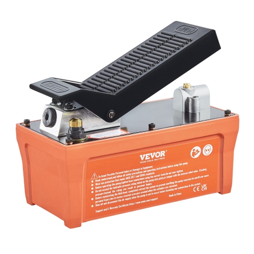VEVOR 10,000 PSI Air Hydraulic Pump, 1/2 Gal Reservoir, NPT 3/8" Oil Outlet, NPT 1/4" Inlet,6.6 ft Pipe,Foot Actuated Hydraulic Pump Air Treadle for