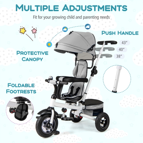 Gymax 5-in-1 Folding Trike for Toddlers 1-5 Years Old w/ Safety Harness Storage
