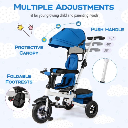 Gymax 5-in-1 Folding Trike for Toddlers 1-5 Years Old w/ Safety Harness Storage