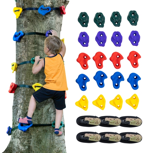VEVOR  Ninja Tree Climbing Kit, 20 Tree Climbing Holds And 6 Ratchet Straps, Large Climbing Rocks for Kids And Adults Climber, Various Colors And