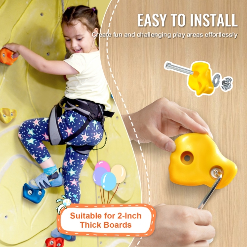 VEVOR 25 Rock Climbing Holds, Multi-Size and Multi-Colored Climbing Rocks for Kids and Adults, Rock Wall Holds with Mounting Hardware, Climbing Wall